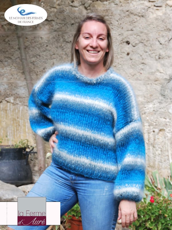 Fiche tricot Gros Pull Cocooning en pur kid mohair - Mohair de France par la Ferme d'Auré