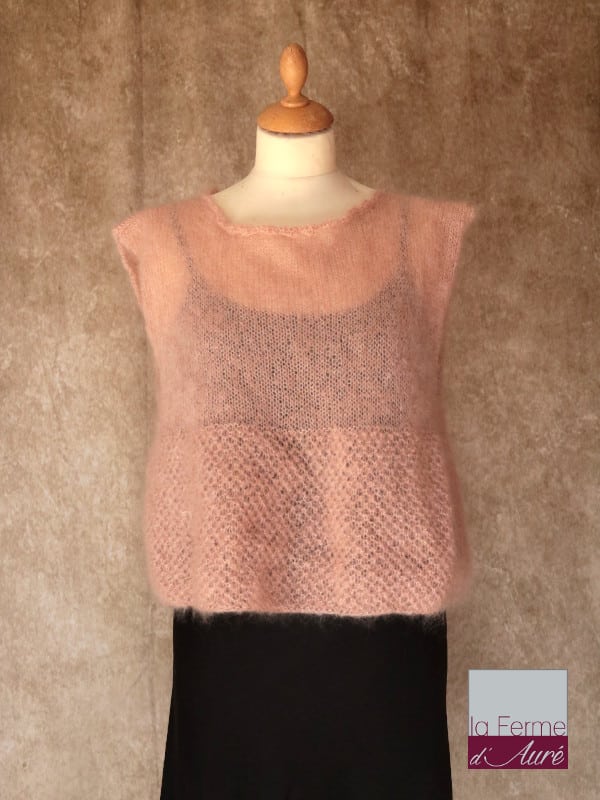 Pull mohair sans manche - Tricot main - Mohair des Fermes de France