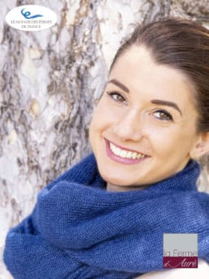 Écharpe tricotée en mohair et soie coloris Cèdre bleu