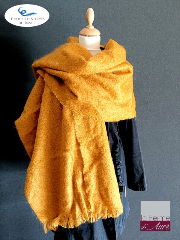 Étole mohair et soie coloris miel - Mohair de France