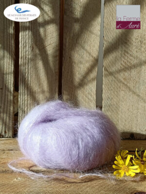 Laine Mohair et Soie coloris Aster. Mohair des Ferme de France par la Ferme d'Auré