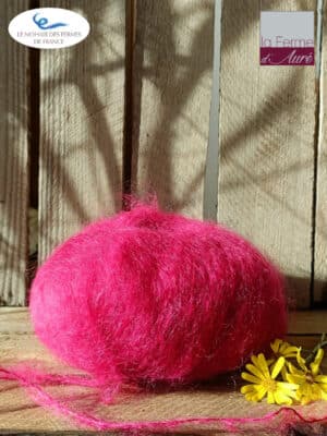 Laine Mohair de France coloris Rose Hortensia. Mohair des Ferme de France par la Ferme d'Auré