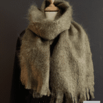 echarpe laine mohair vert kaki - mohair des fermes de france