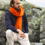 Echarpe Homme laine Mohair Cèdre Orange Cuivré