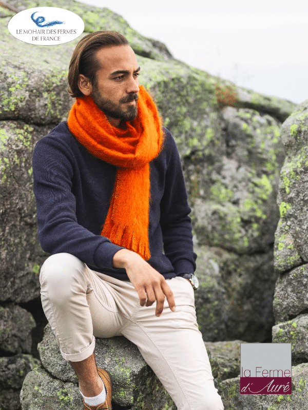 echarpe-homme-laine-mohair-fermes-de-france-orange-cuivre