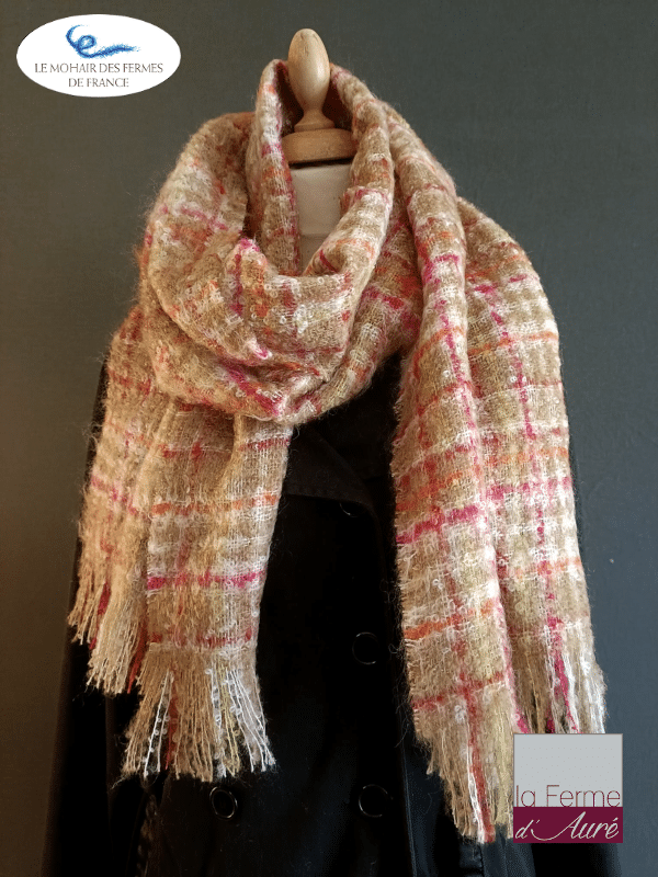 echarpe laine mohair tartan - mohair des fermes de france