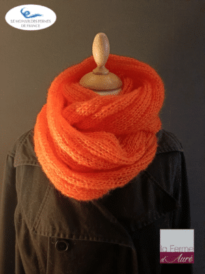 Snood Mohair et Soie Orange Navel